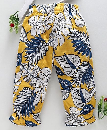 Kookie Kids Full Length Lounge Pant Fauna Print - Yellow