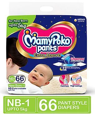 MamyPoko Extra Absorb Pant Style Diapers New Born - 66 Pieces