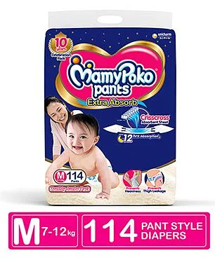 MamyPoko Pant Style Diapers Medium - 114 Pieces