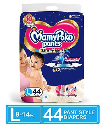 MamyPoko Extra Absorb Pant Style Diapers Large - 44 Pieces