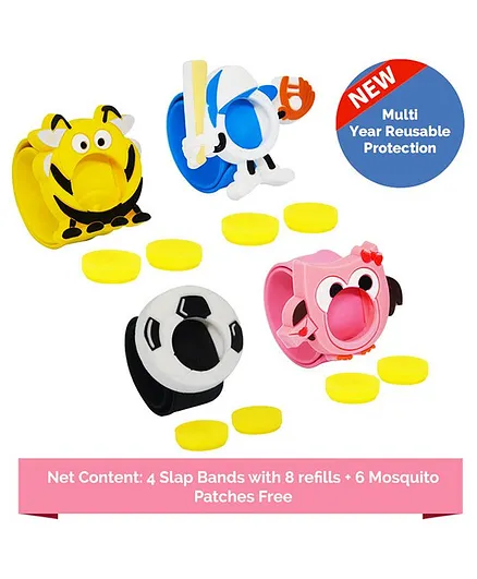 Safe-O-Kid 2 Mosquito Repellent Bands With 4 Refills - Multicolor