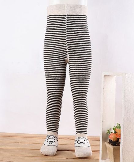 Mustang Footed Tights Stripes Design - Grey