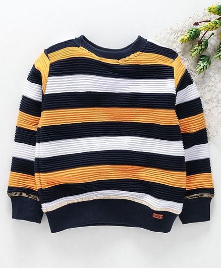 Cucumber Full Sleeves Striped T-Shirt - Yellow