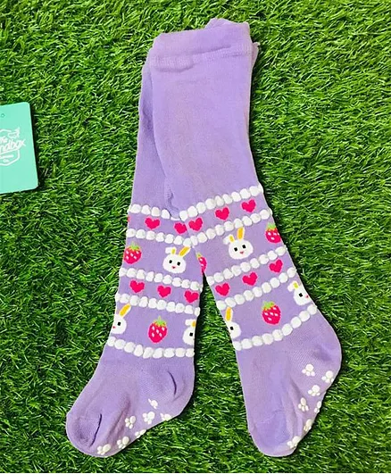 The Sandbox Clothing Co Bunny Printed Footed Stockings - Purple