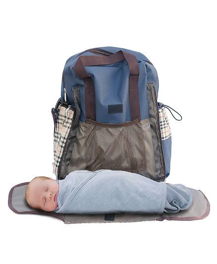 Polka Tots Multifunctional Babies Diaper Bag with 3 Way Carrying Style - Blue