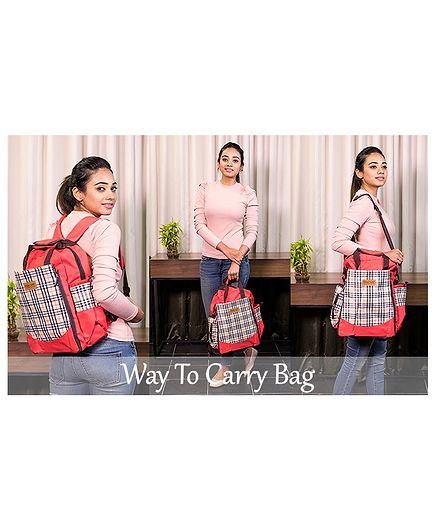 Polka Tots Multifunctional Babies Diaper Bag with 3 Way Carrying Style - Red