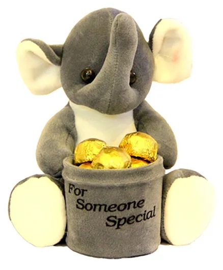 Skylofts Elephant Shaped Pen Stand With Rakhi & 10 Pieces of Chocolates - Grey