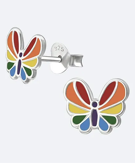 Aww So Cute Butterfly Design 925 Sterling Silver Earrings - Multicolor