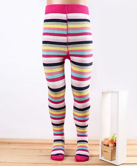 Mustang Stripe Footed Tights - Fuchsia