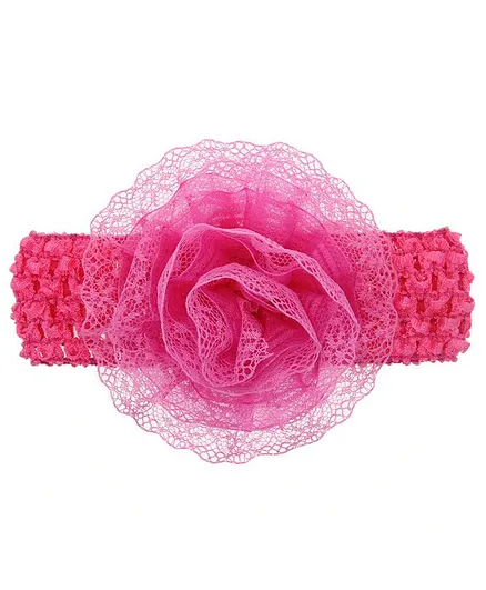 Bhoomi Collection Lace Flower Headband - Dark Pink