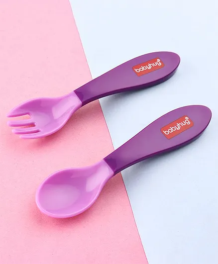 Babyhug Ergo Grip Spoon & Fork Set - Purple