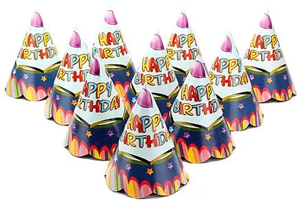 Karmallys Paper Caps Happy Birthday Star Print - 15 cm