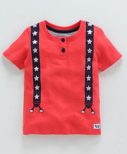 Babyoye Half Sleeves Tee Gallace & Star Print - Poppy Red