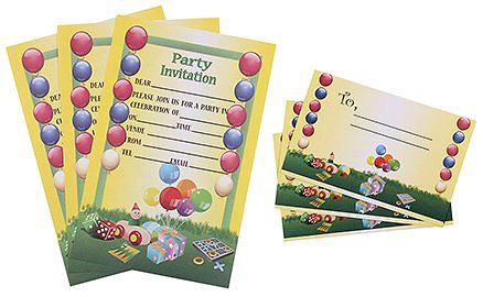 Karmallys Kids Party Invitation Pack - Balloons Print