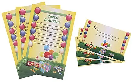 Karmallys Kids Party Invitation Pack - Balloons Print