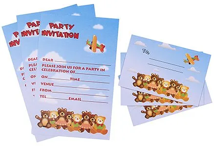Karmallys Kids Party Invitation Pack - Bear Print