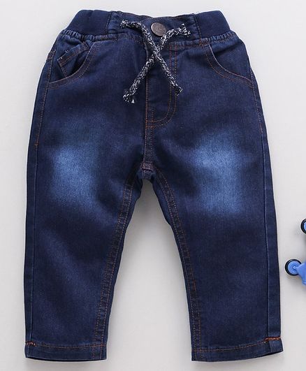 Cucumber Full Length Jeans With Drawstring - Dark Blue