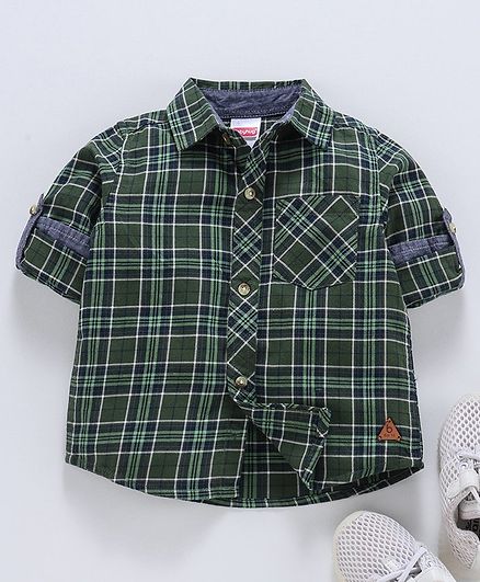 Babyhug Full Sleeves Shirt Checked - Green