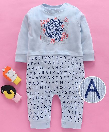 Wonderchild Letter Printed Full Sleeves Romper - Blue