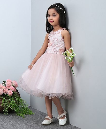 Mark & Mia Sleeveless Party Wear Frock Sequin Embellishment - Pink