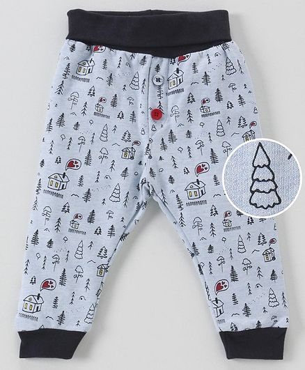 Ollypop Full Length Lounge Pant Forest Print - Grey
