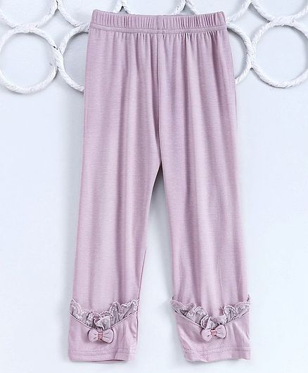 Kookie Kids Full Length Leggings Bow Applique - Purple