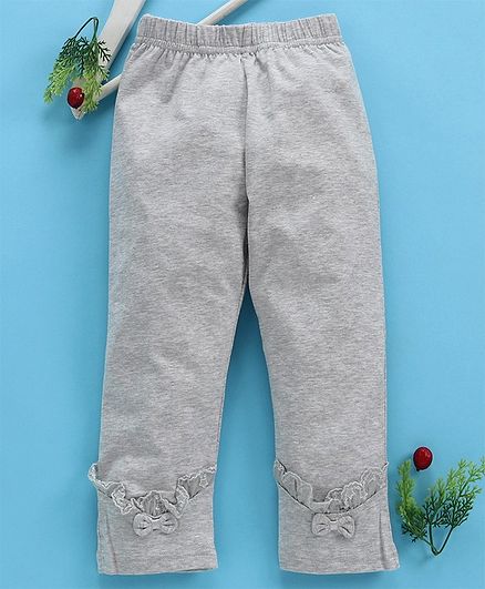 Kookie Kids Full Length Leggings Bow Applique - Dark Grey