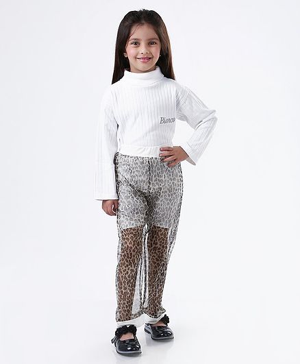 Kookie Kids Full Length Leggings Animal Print - White