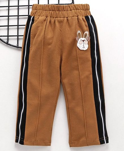 Meng Wa Full Length Track Pant Animal Patch - Brown