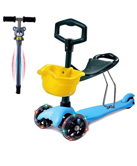 Playhood 3-IN-1 Kick Scooter With Removable Seat and LED Light Wheels - Blue