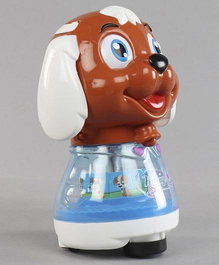 Musical Toy Puppy Shaped Coin Bank- Brown White