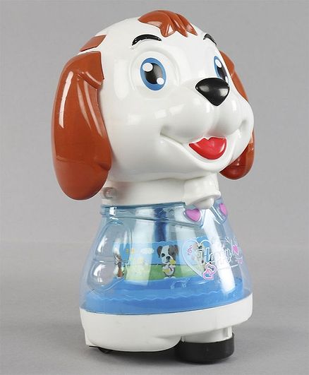 Musical Toy Puppy Shaped Coin Bank- White Blue