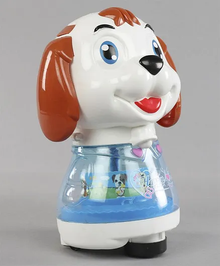 Musical Toy Puppy Shaped Coin Bank- White Blue