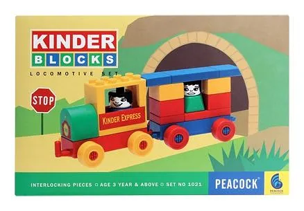 Peacock Kinder Blocks Locomotive Set - 17 Pieces