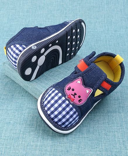 Cute Walk by Babyhug Casual Musical Shoes Kitty Patch - Navy Blue