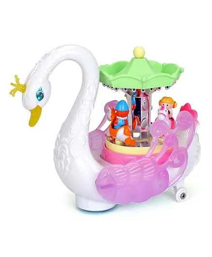Yamama Musical Rotating Swan Toy with Colorful Lights and Sound Effects - Multicolour