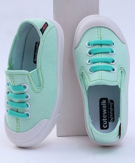 Cute Walk by Babyhug Canvas Shoes - Light Green