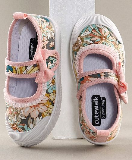 Cute Walk by Babyhug Floral Print Casual Shoes - Peach