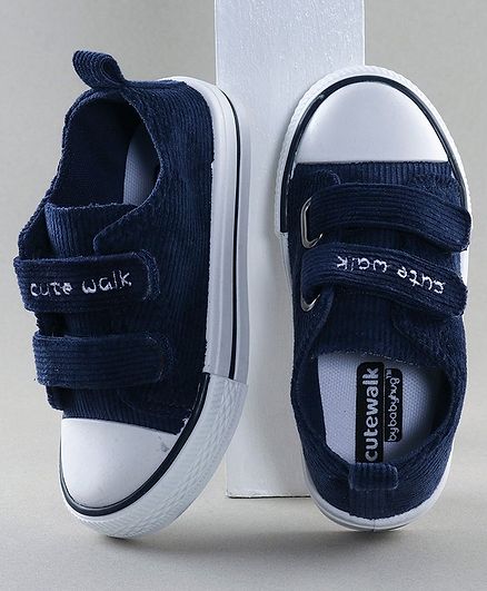 Cute Walk by Babyhug Corduroy Casual Shoes - Navy Blue