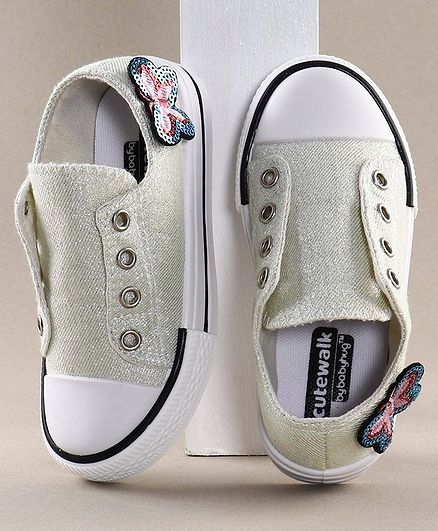 Cute Walk by Babyhug Casual Shoes Butterfly Applique - White Green