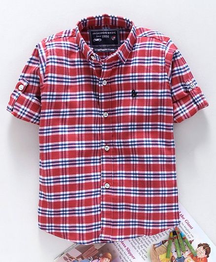 Jash Kids Full Sleeves Chequered Shirt - Red