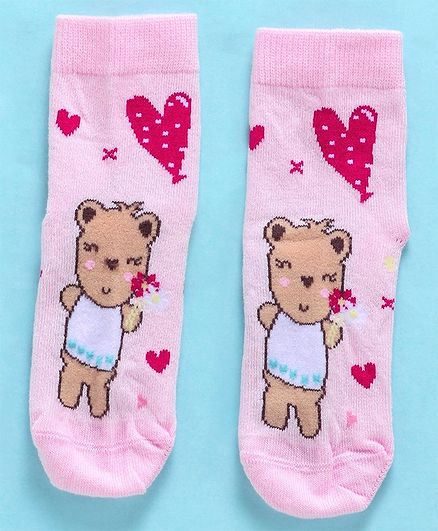 Mustang Ankle Length Socks Teddy Design - Pink