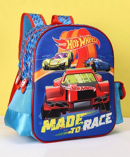 Hot Wheels School Bag Car Print Blue - 14 Inches