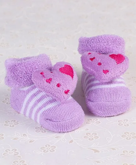 Cute Walk by Babyhug Socks Shoes Heart Motif - Purple