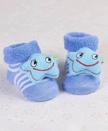 Cute Walk by Babyhug Socks Shoes Star Motif - Blue