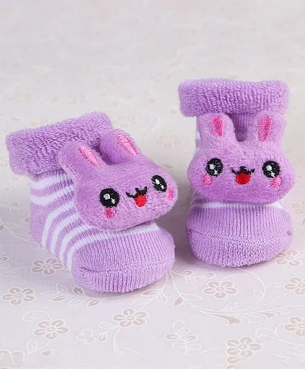 Cute Walk by Babyhug Socks Shoes Rabbit Motif - Purple