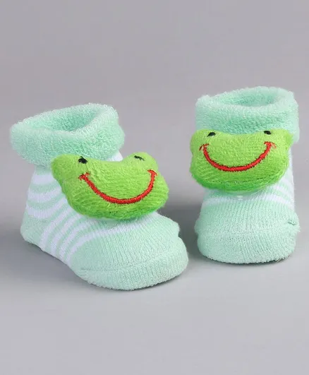 Cute Walk by Babyhug Socks Shoes Frog Motif - Green