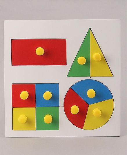 Little Genius Inset Shape Fraction Board with Knob - Multicolor