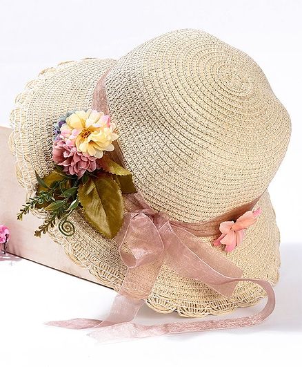 Babyhug Hat Floral Embellishment - Cream