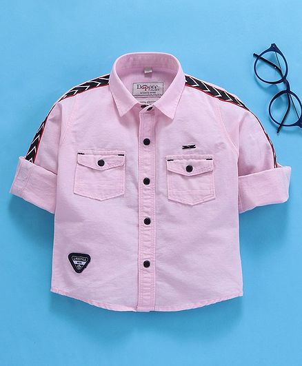 Dapper Dudes Solid Twill Roll Up Full Sleeves Shirt - Pink